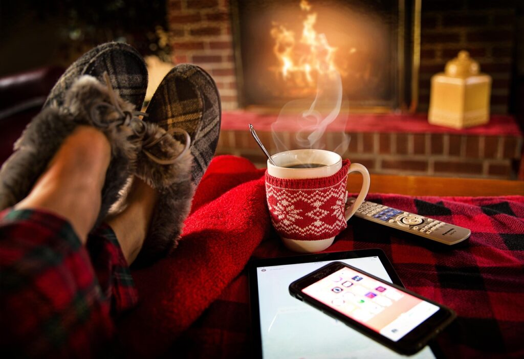 christmas wallpaper, relaxing, lounging, saturday, cozy, fireplace, winter, lounge, relaxation, relax, comfortable, home, ipad, iphone, coffee, weekend, homey, resting, december